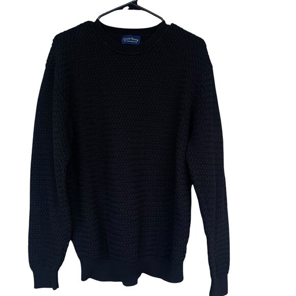 Club Room Men Textured Sweater Large Black Pullover Grandpa Classic Casual Retro - Picture 1 of 8